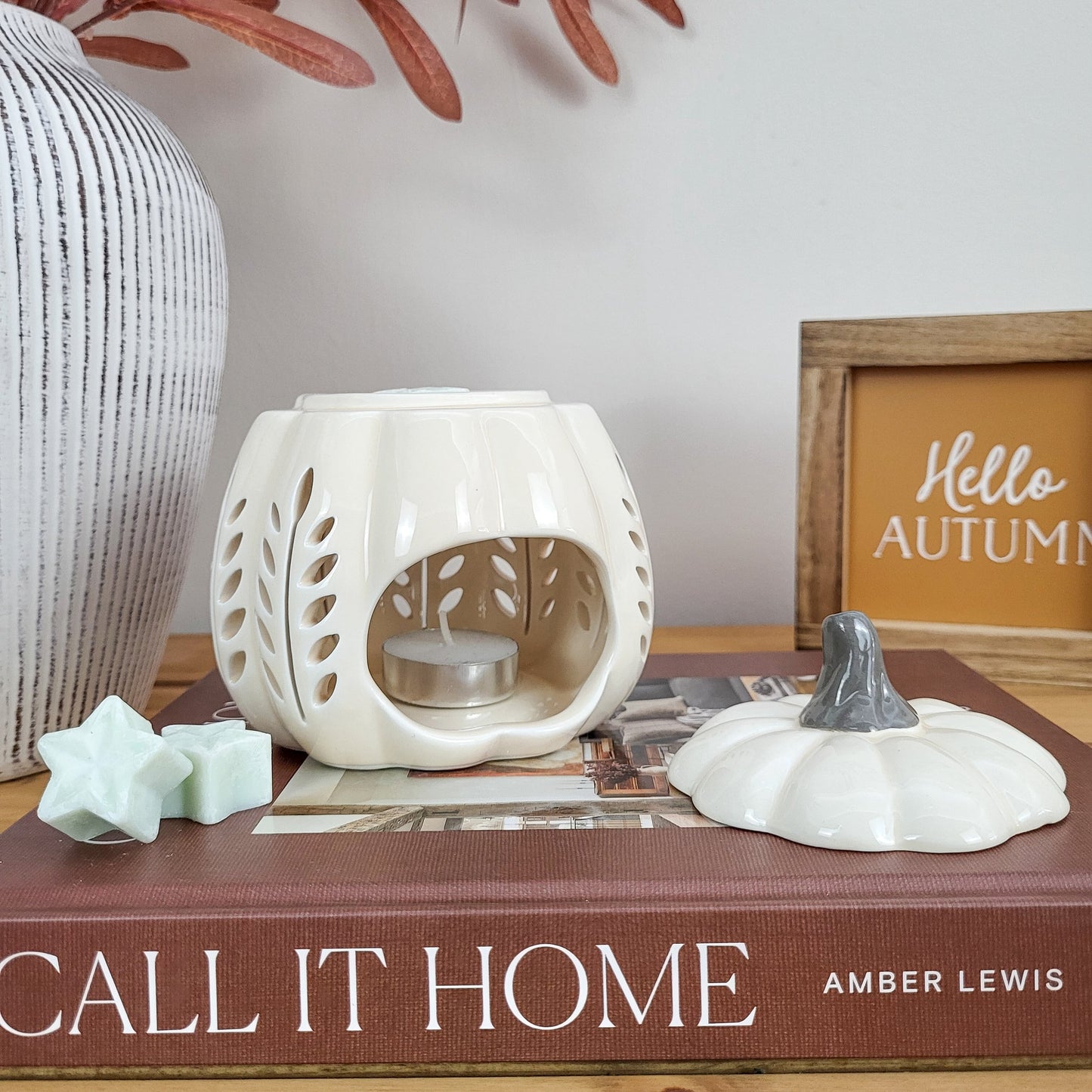 Cream Leaf Cutout Pumpkin Wax Melt Burner