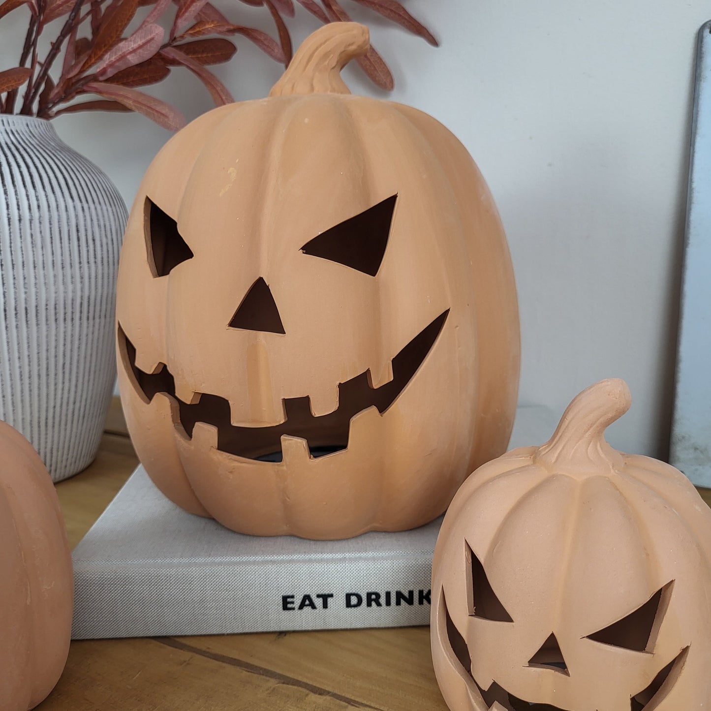 Large Terracotta Halloween Pumpkin Ornament
