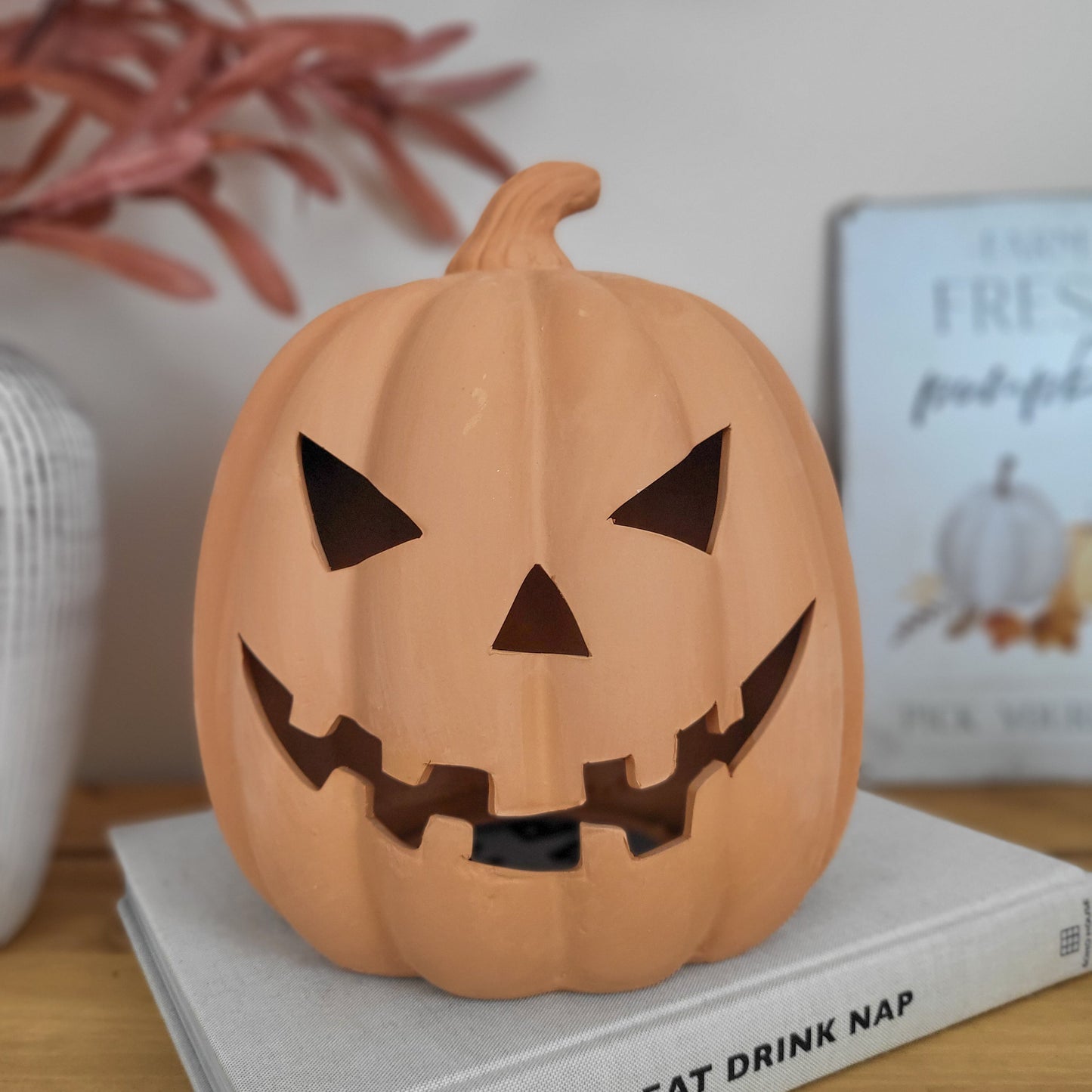 Large Terracotta Halloween Pumpkin Ornament