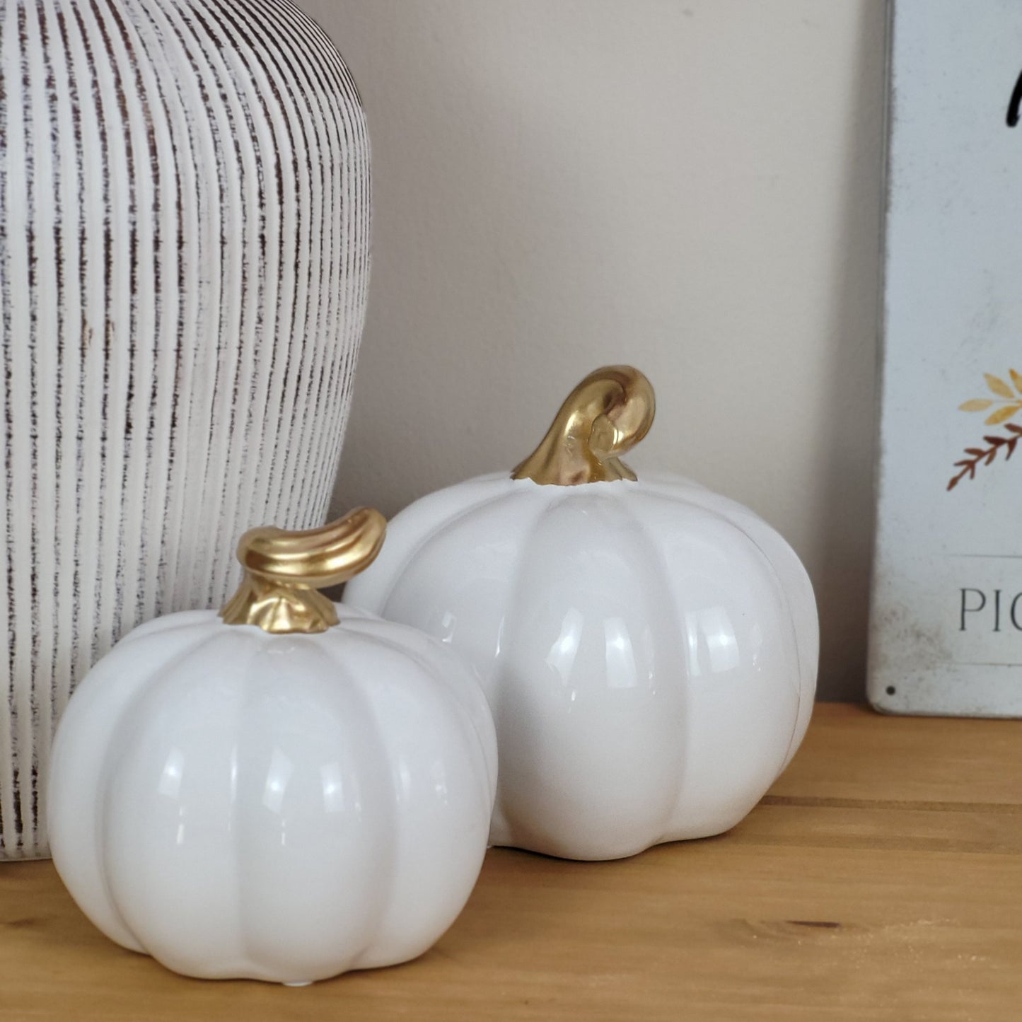 White Ceramic Pumpkin Ornaments