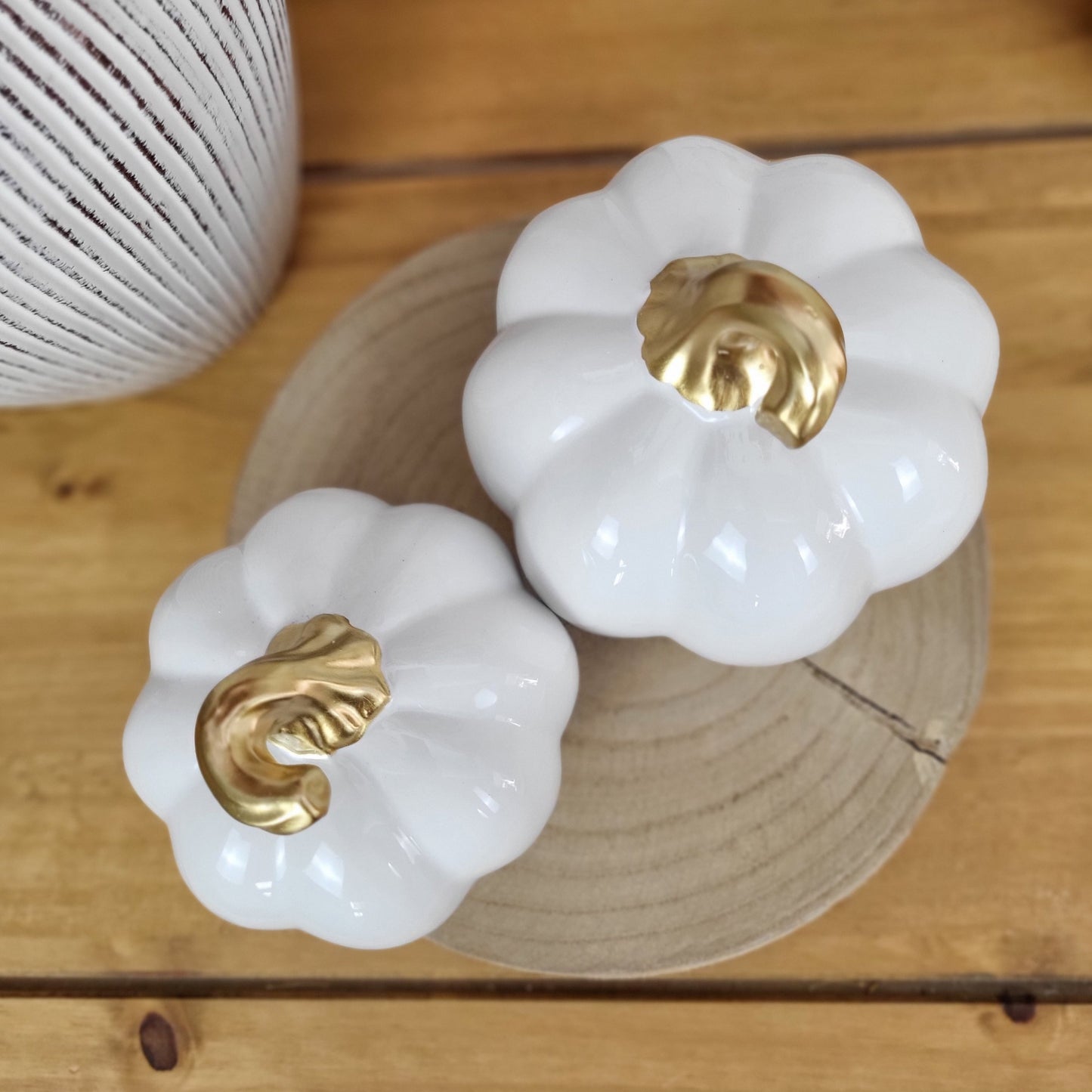 White Ceramic Pumpkin Ornaments