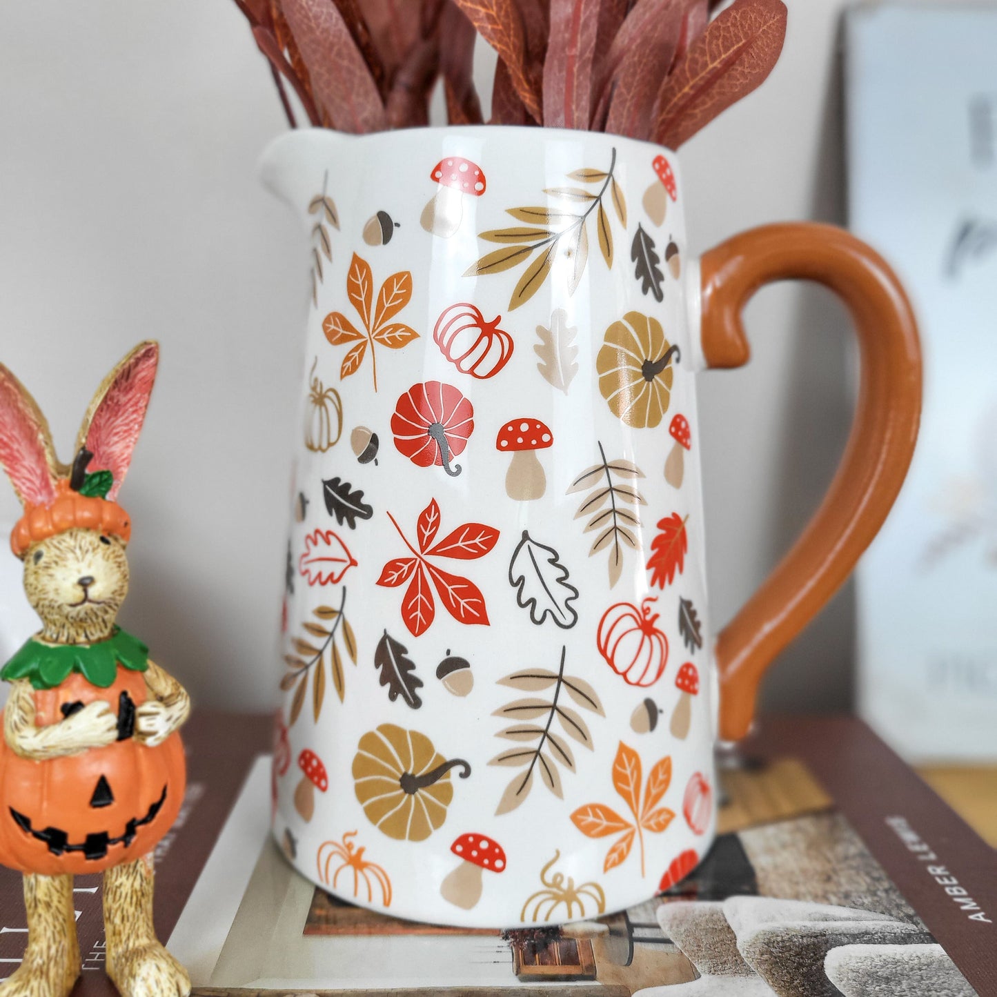 Autumn Pumpkins & Leaves Ceramic Jug
