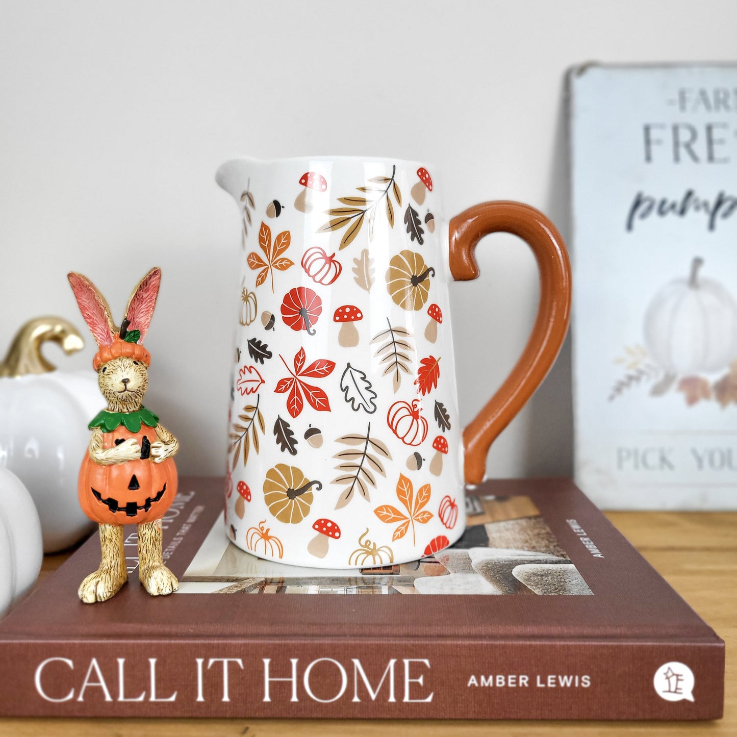 Autumn Pumpkins & Leaves Ceramic Jug