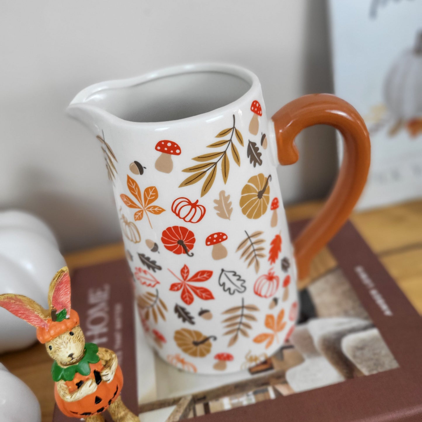 Autumn Pumpkins & Leaves Ceramic Jug