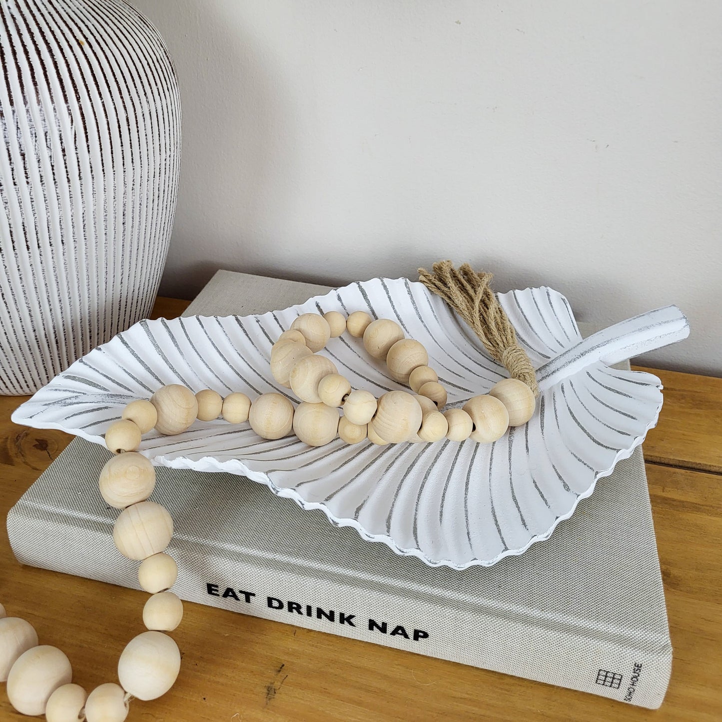 Antique White Leaf Tray