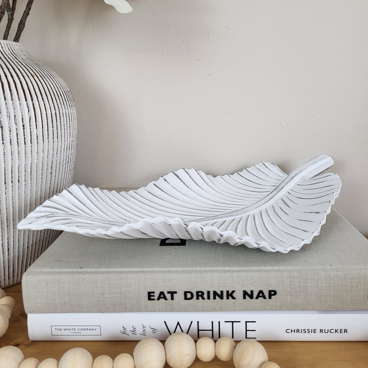 Antique White Leaf Tray
