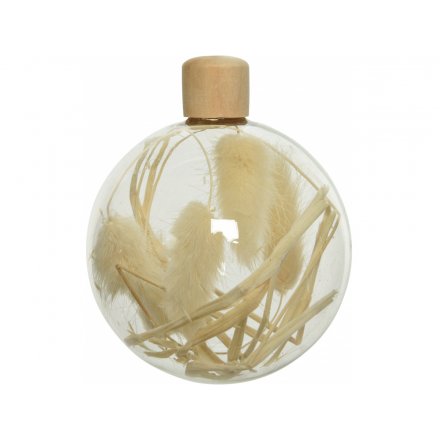 Set Of 3 Pampas Filled Glass Baubles