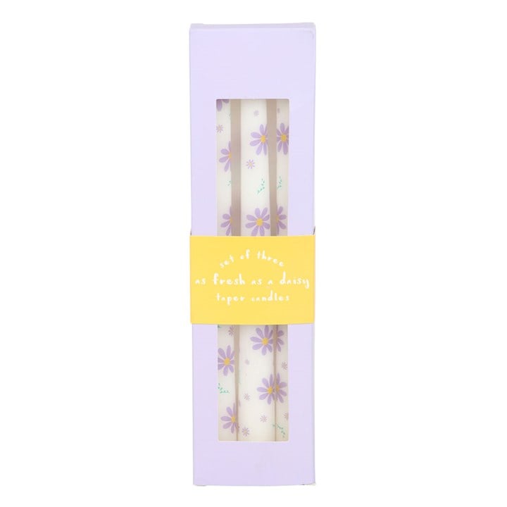 Set of 3 Purple Daisy Taper Candles