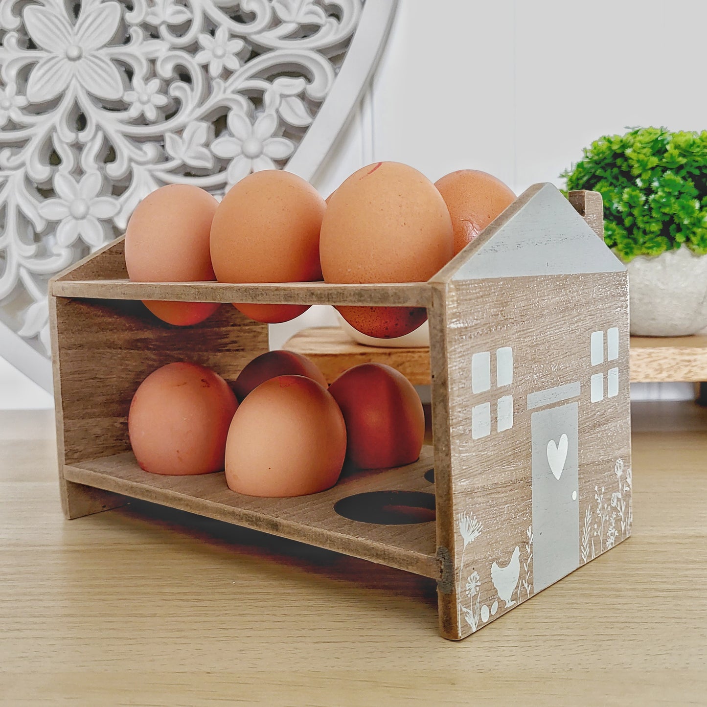 Wooden Cottage Egg Holder
