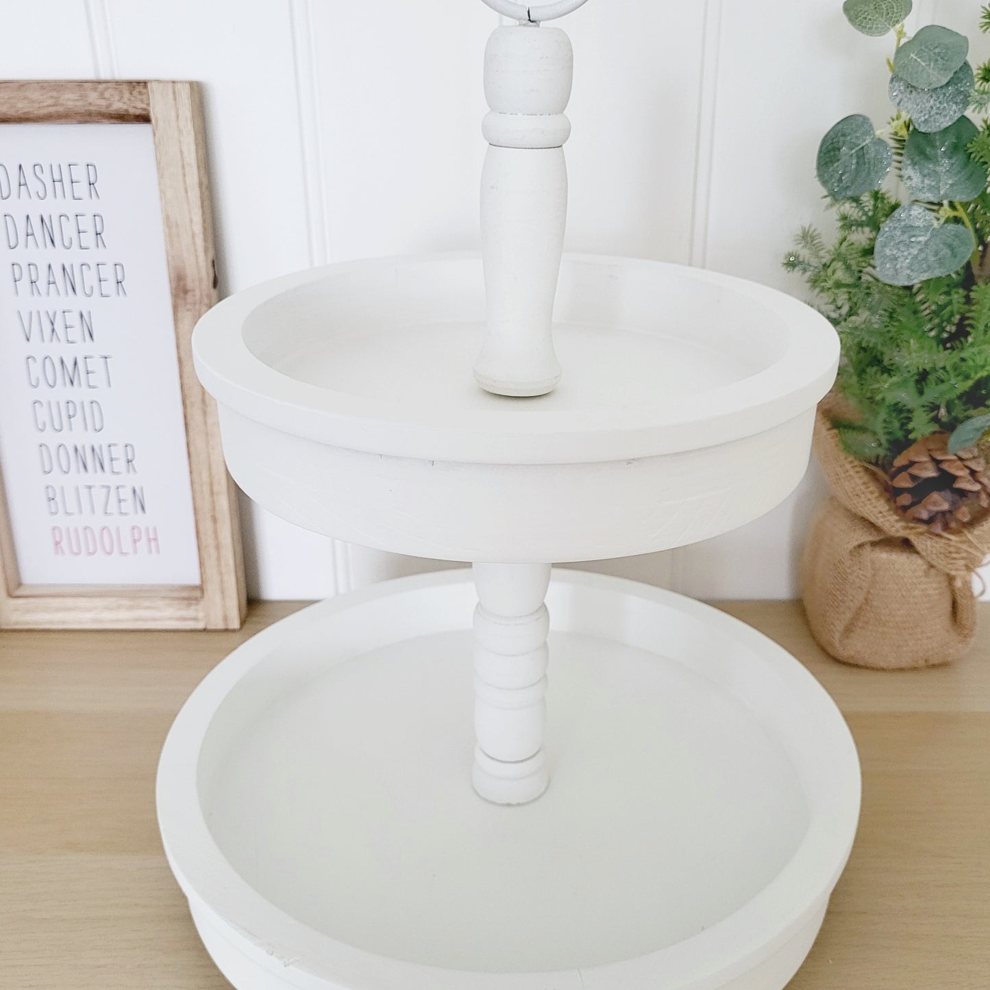 White Wooden Two Tiered Tray