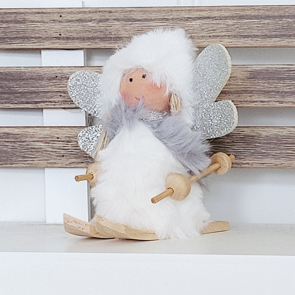 Fluffy Skiing Angel Decorations