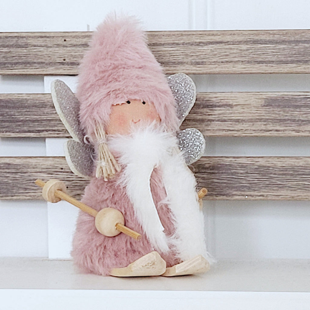 Fluffy Skiing Angel Decorations