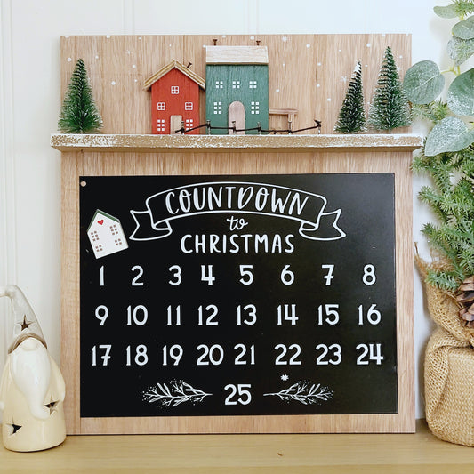 Wooden magnetic chalkboard christmas countdown sign