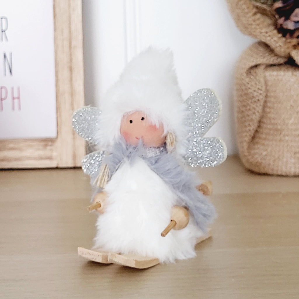 Fluffy Skiing Angel Decorations