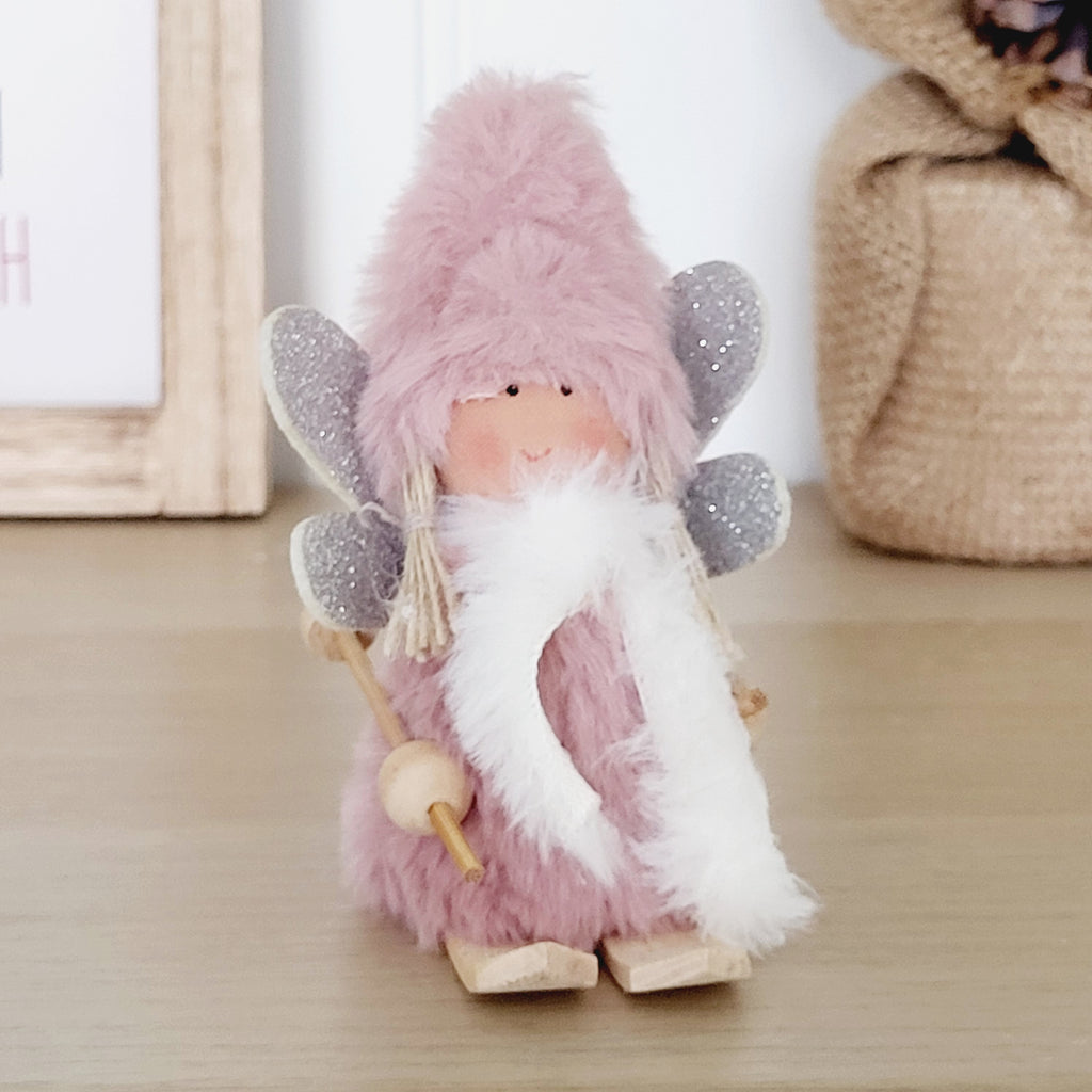 Fluffy Skiing Angel Decorations