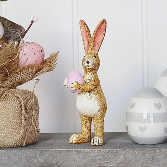 Rabbit Holding Pink Egg Ornament