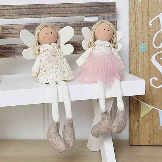 Pink Floral Knitted Fairy Shelf Sitters