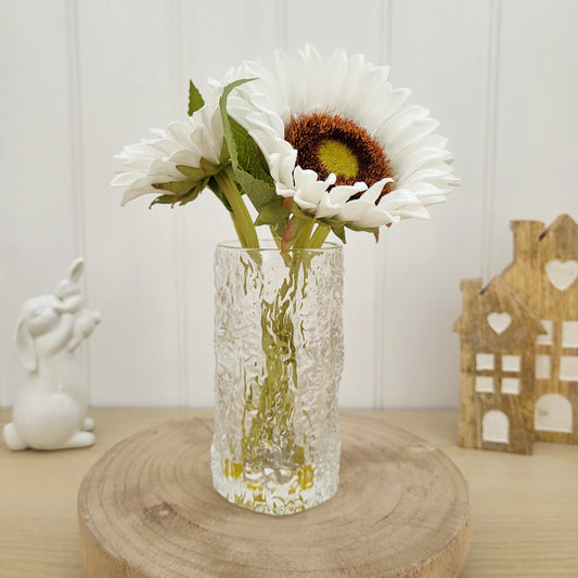 White Sunflower Stems In Vase