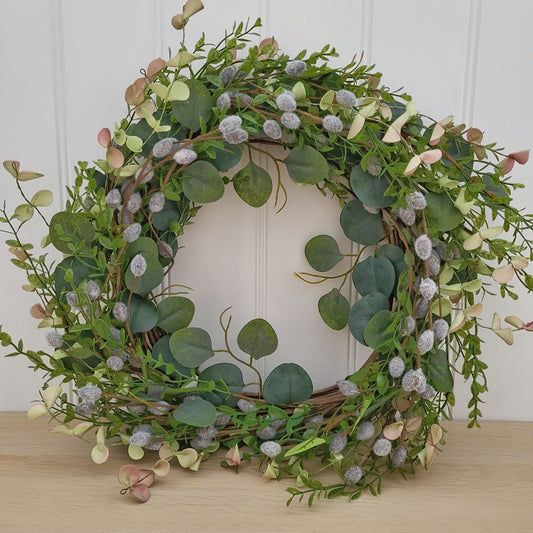 Faux Pussy Willow Wreath