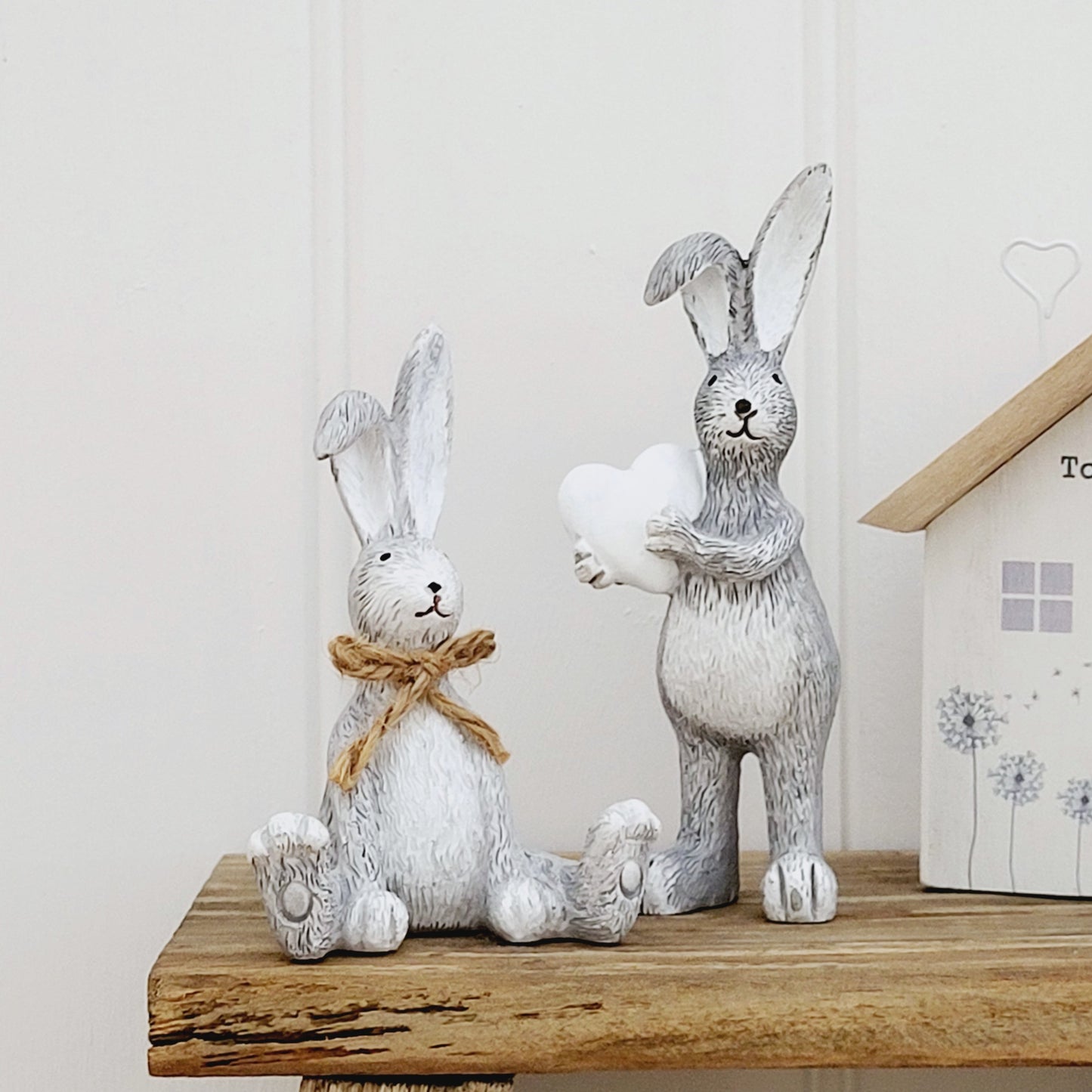 Grey Rabbit With Heart Ornament