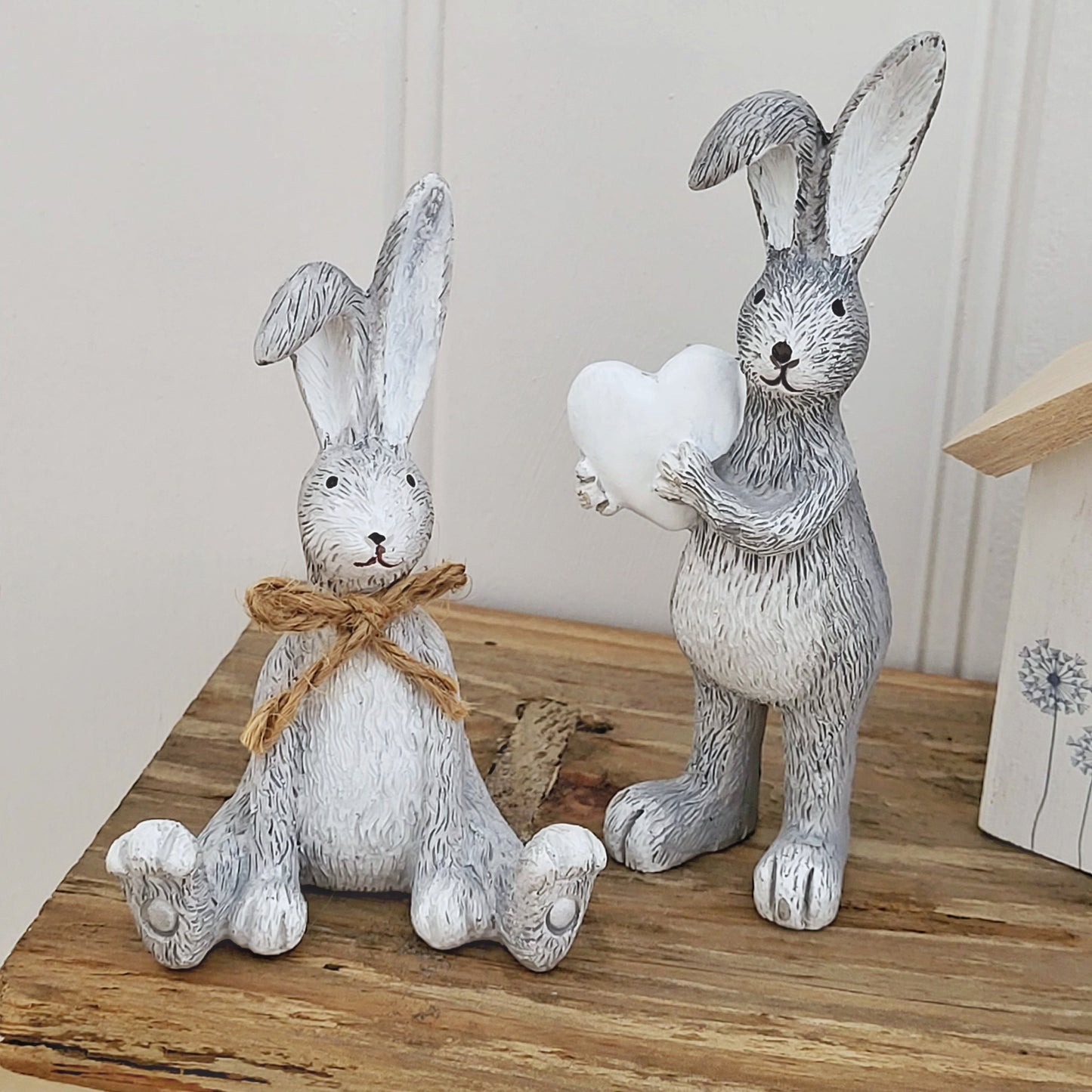 Grey Rabbit With Heart Ornament