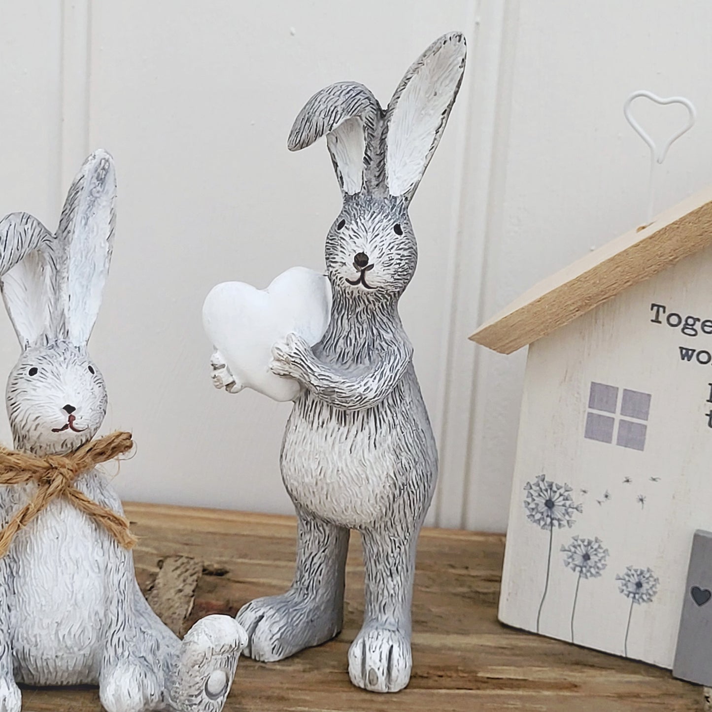 Grey Rabbit With Heart Ornament