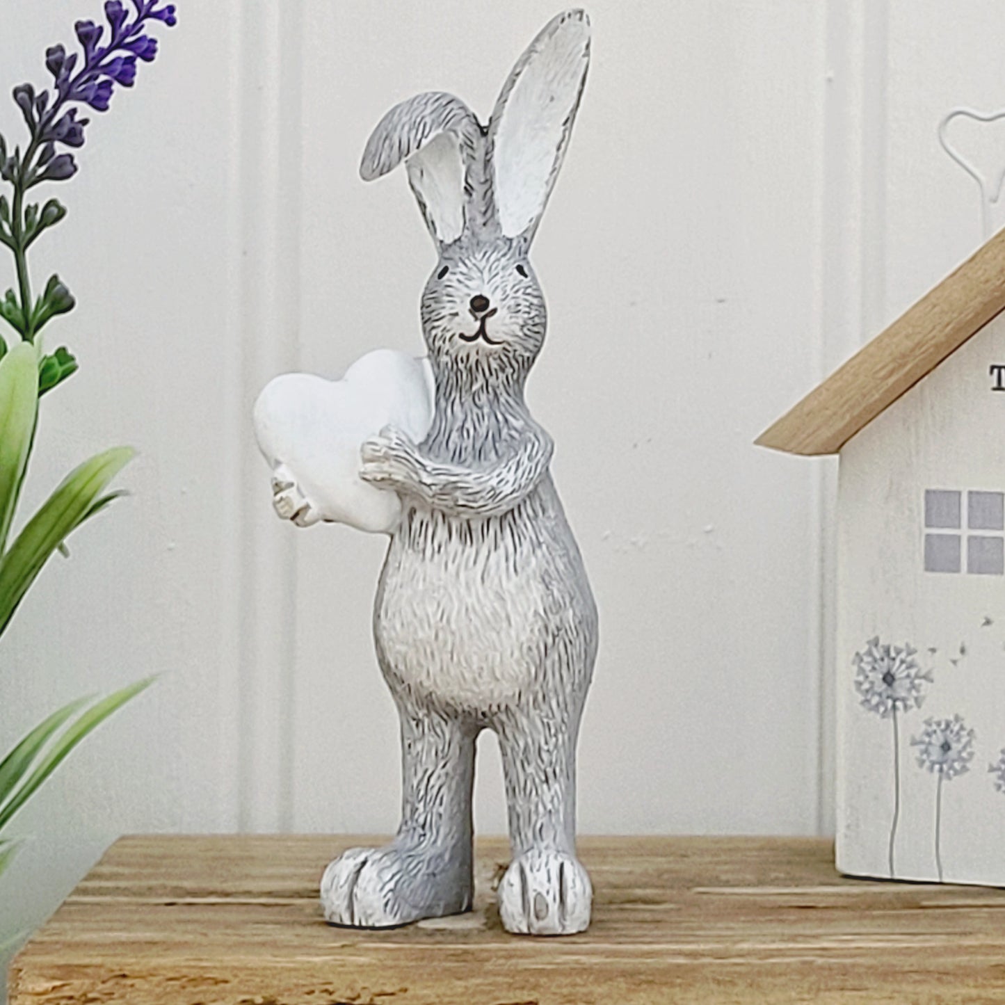 Grey Rabbit With Heart Ornament