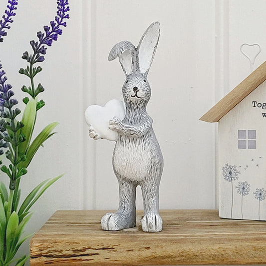 Grey Rabbit With Heart Ornament