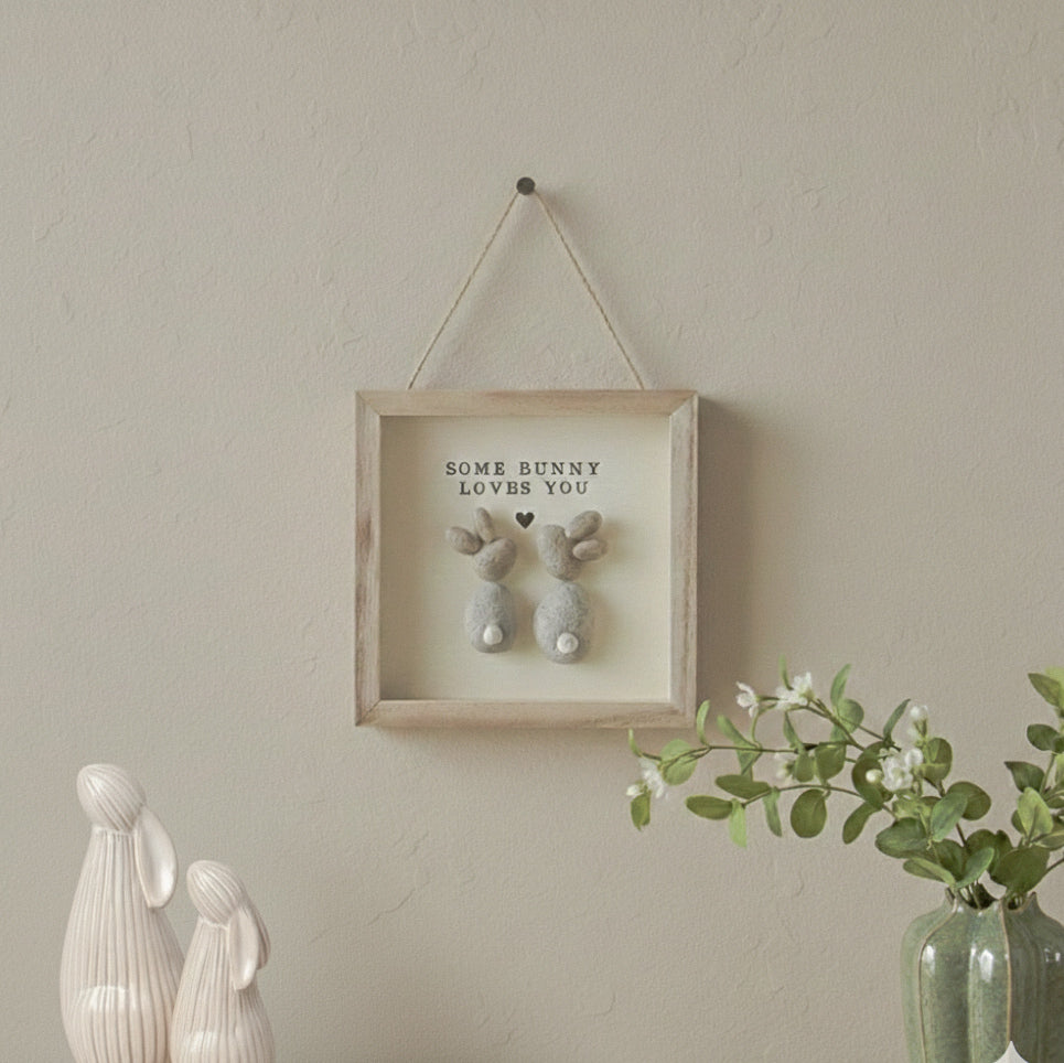 Some Bunny Pebble Wooden Framed Hanging Sign