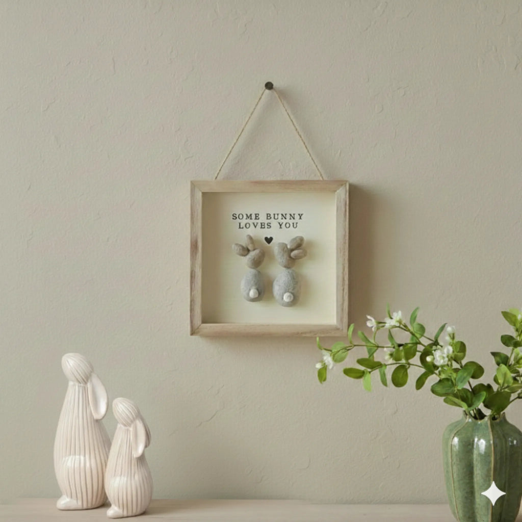 Some Bunny Pebble Wooden Framed Hanging Sign