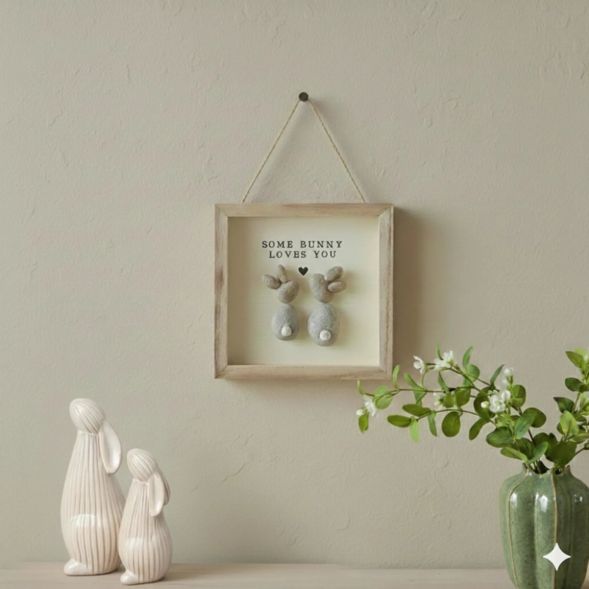 Some Bunny Pebble Wooden Framed Hanging Sign