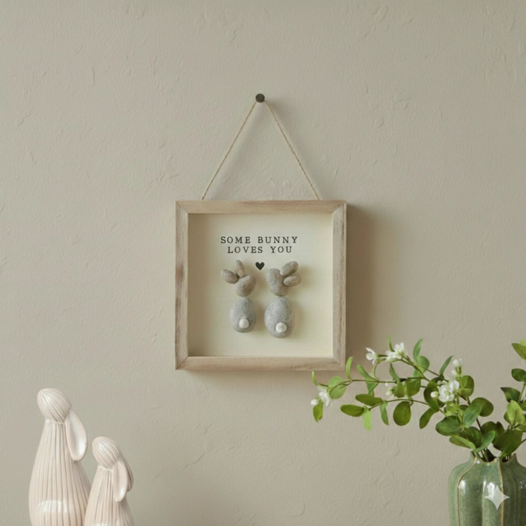 Some Bunny Pebble Wooden Framed Hanging Sign