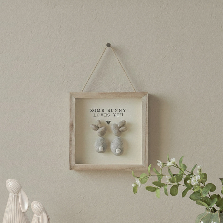 Some Bunny Pebble Wooden Framed Hanging Sign