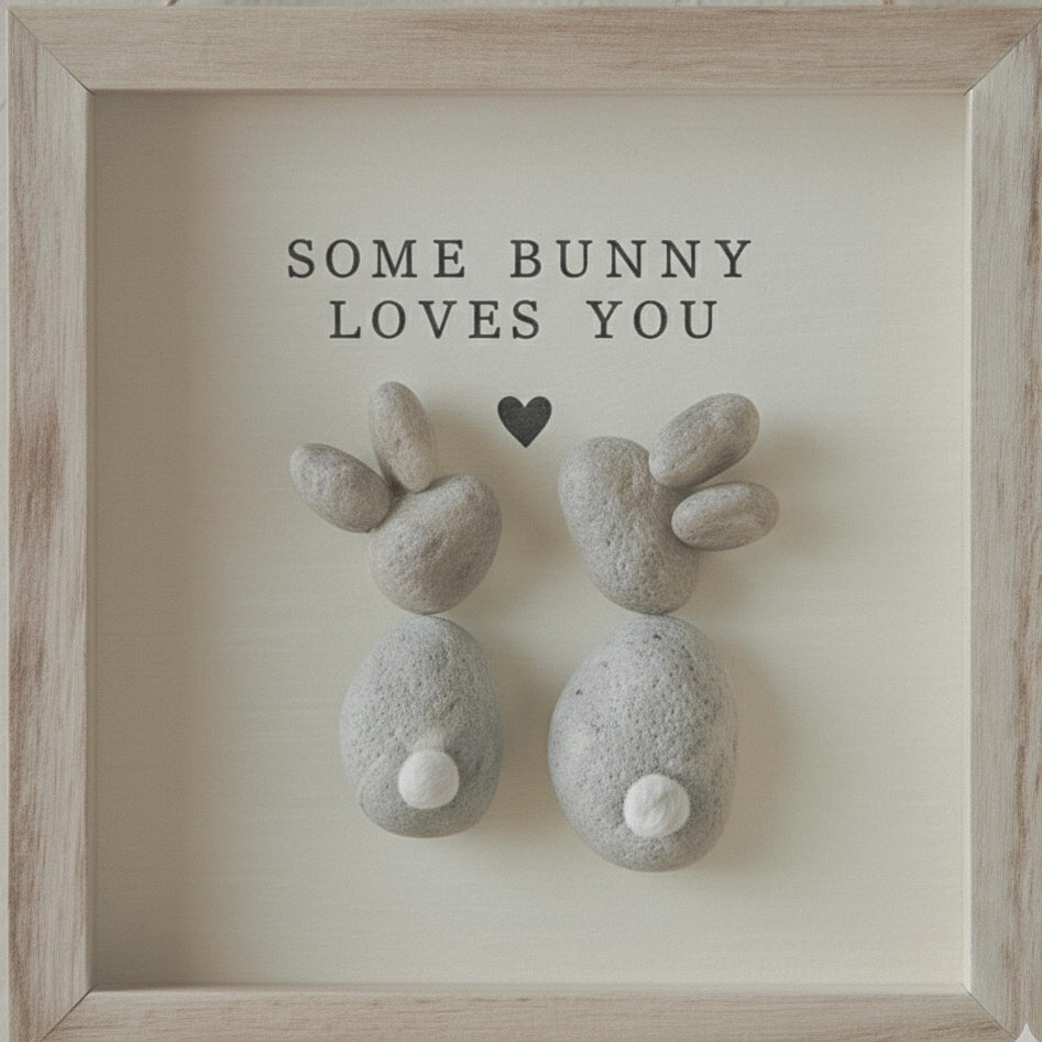 Some Bunny Pebble Wooden Framed Hanging Sign