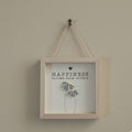 Happiness Flower Pebble Wooden Framed Hanging Sign