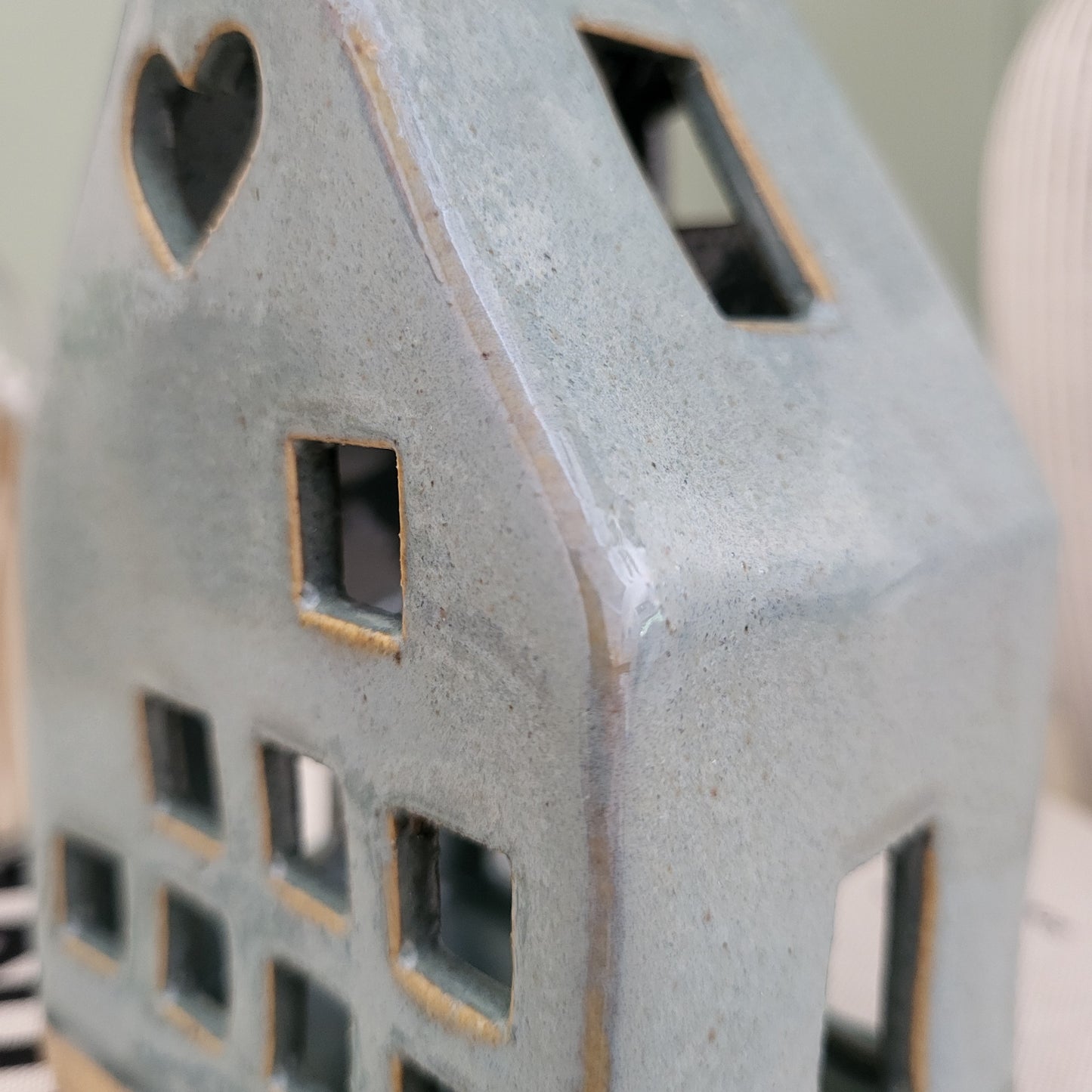 Green Ceramic House Tealight Holder