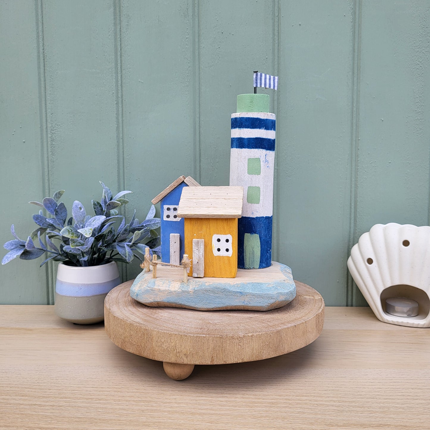 Paulownia Wooden Coastal Lighthouse Ornament