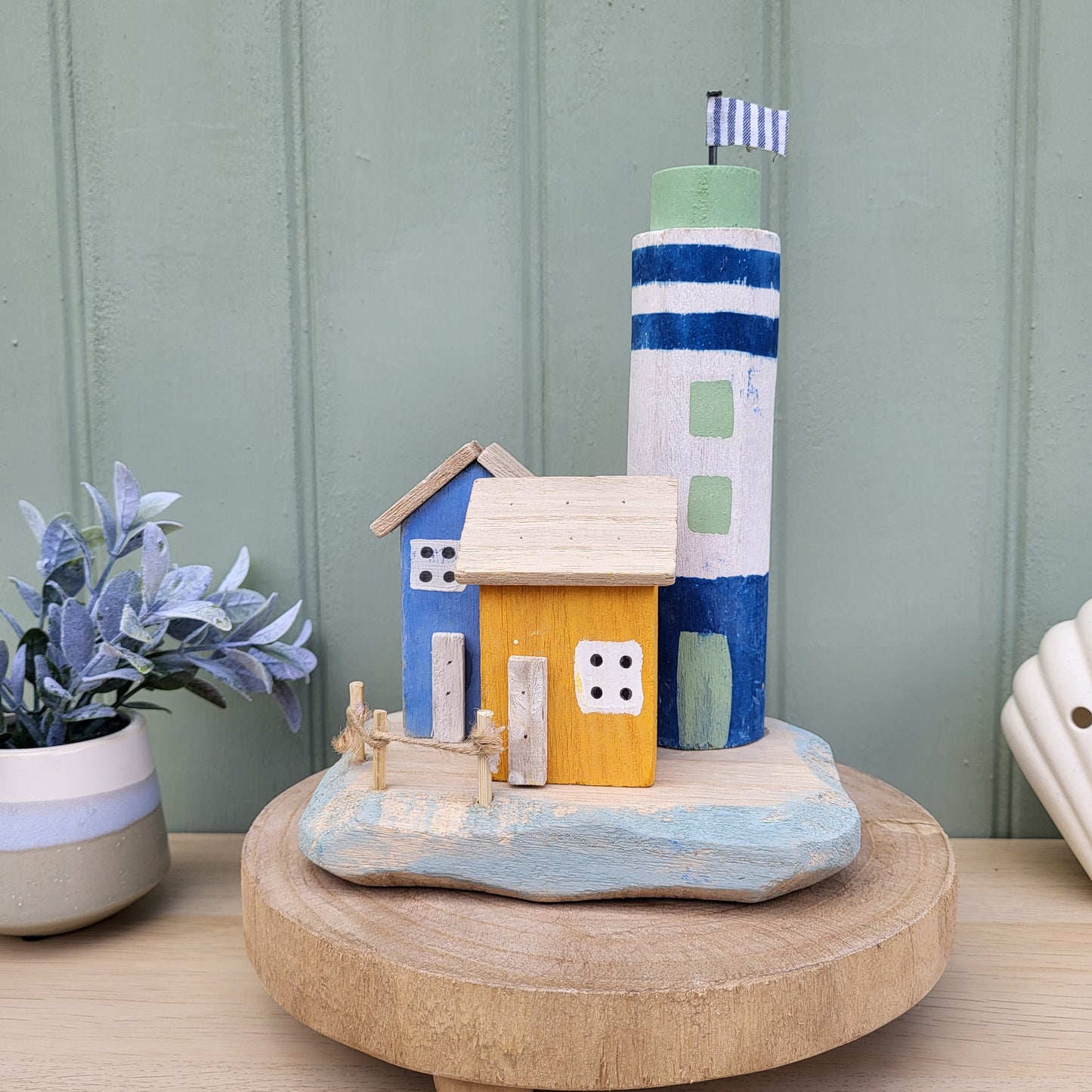 Paulownia Wooden Coastal Lighthouse Ornament