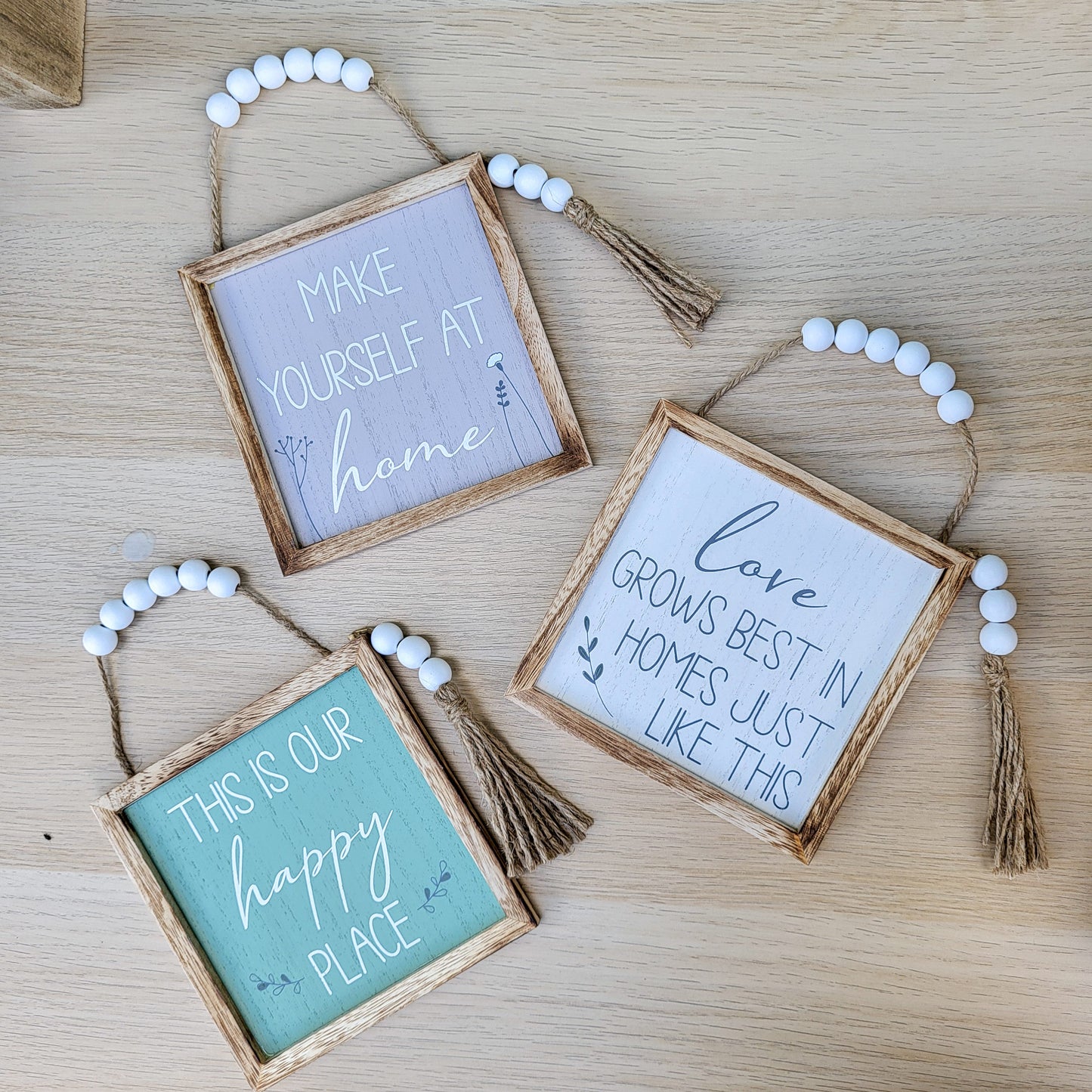 Beaded Home Quote Hanging Signs