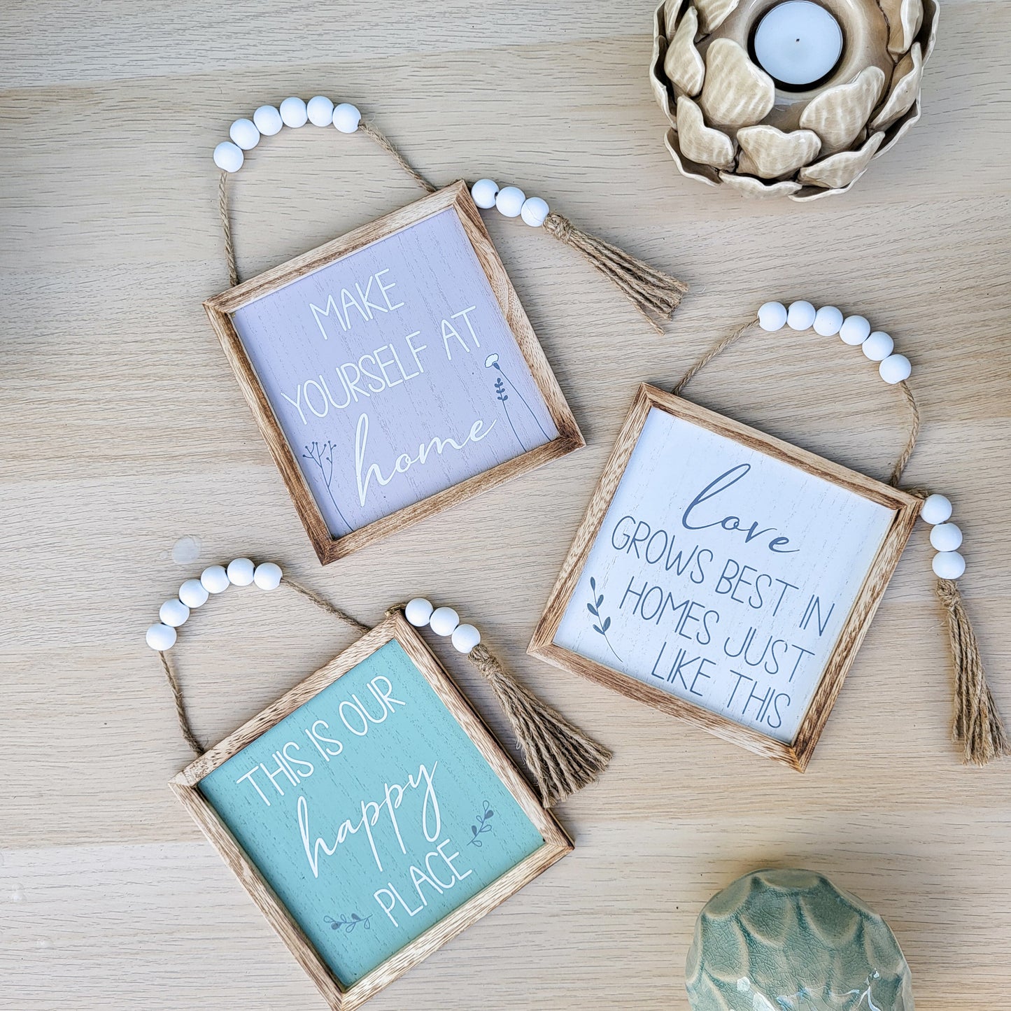 Beaded Home Quote Hanging Signs