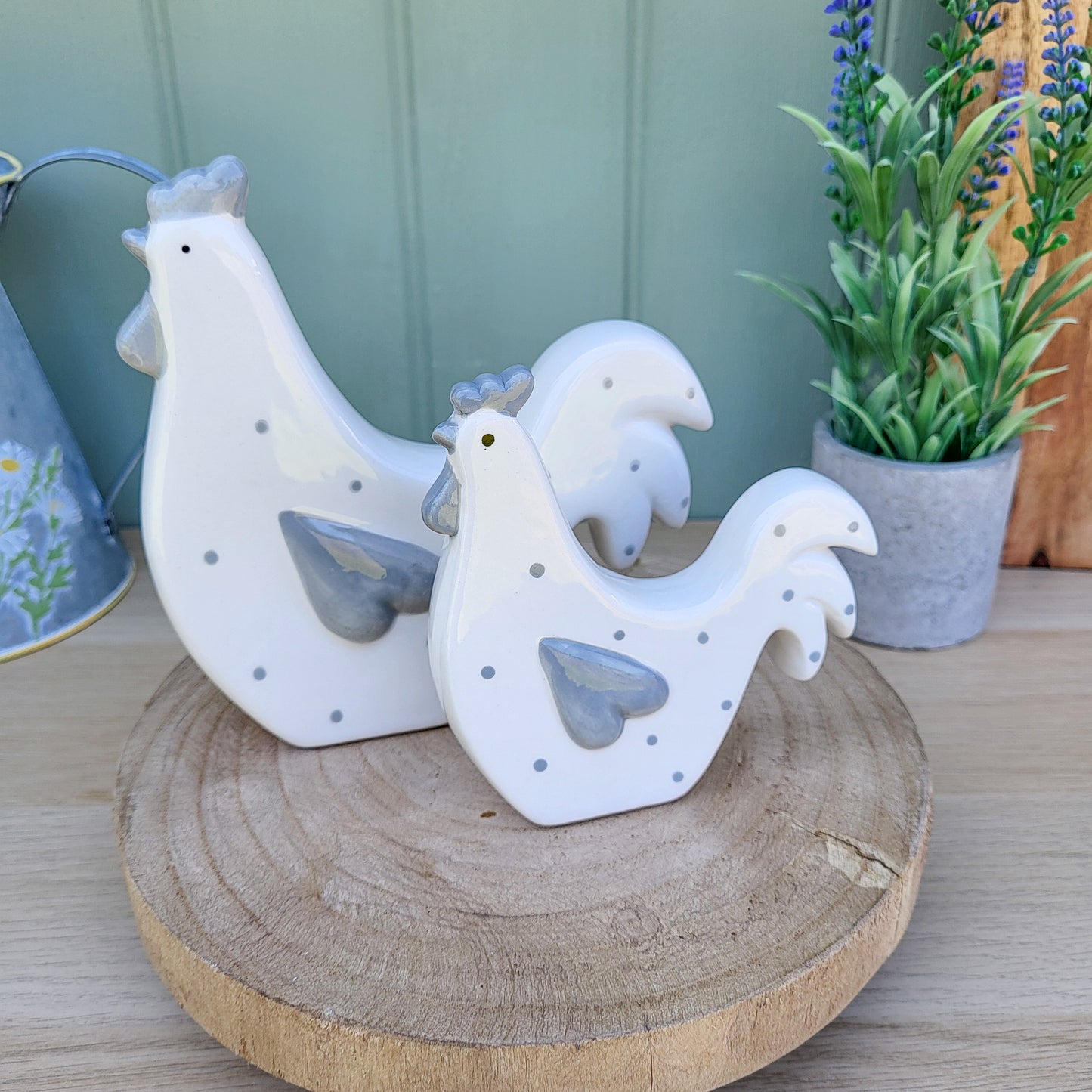 Grey Polka Hot Hen Ornaments