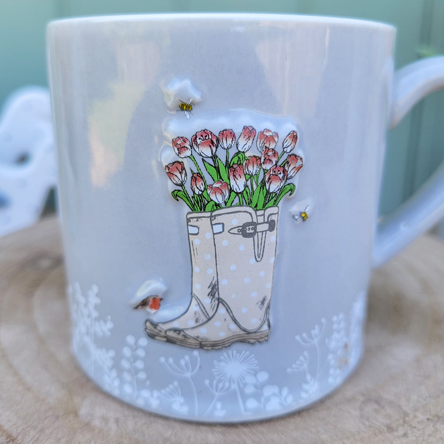 Wellies With Flowers Stoneware Mug