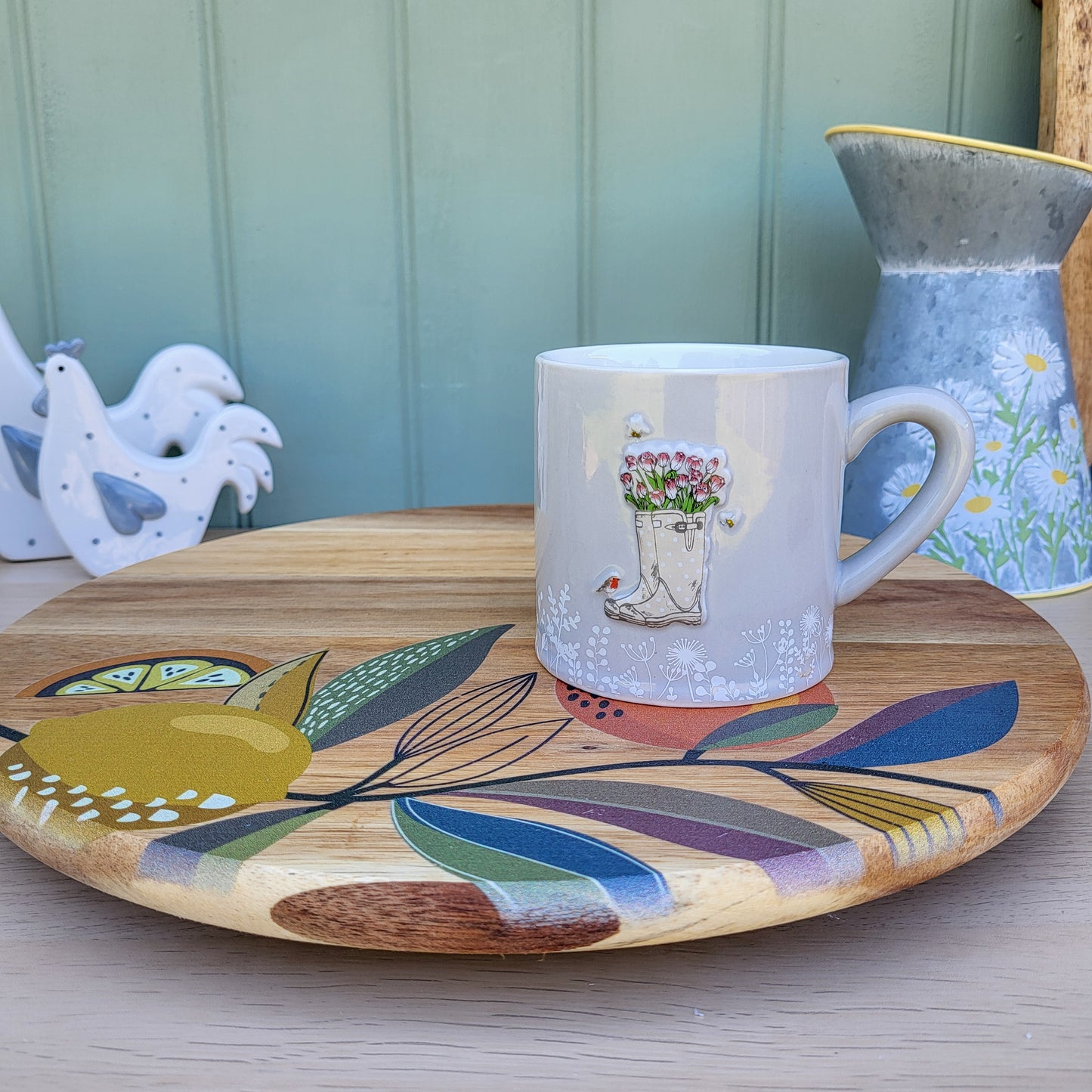 Wellies With Flowers Stoneware Mug