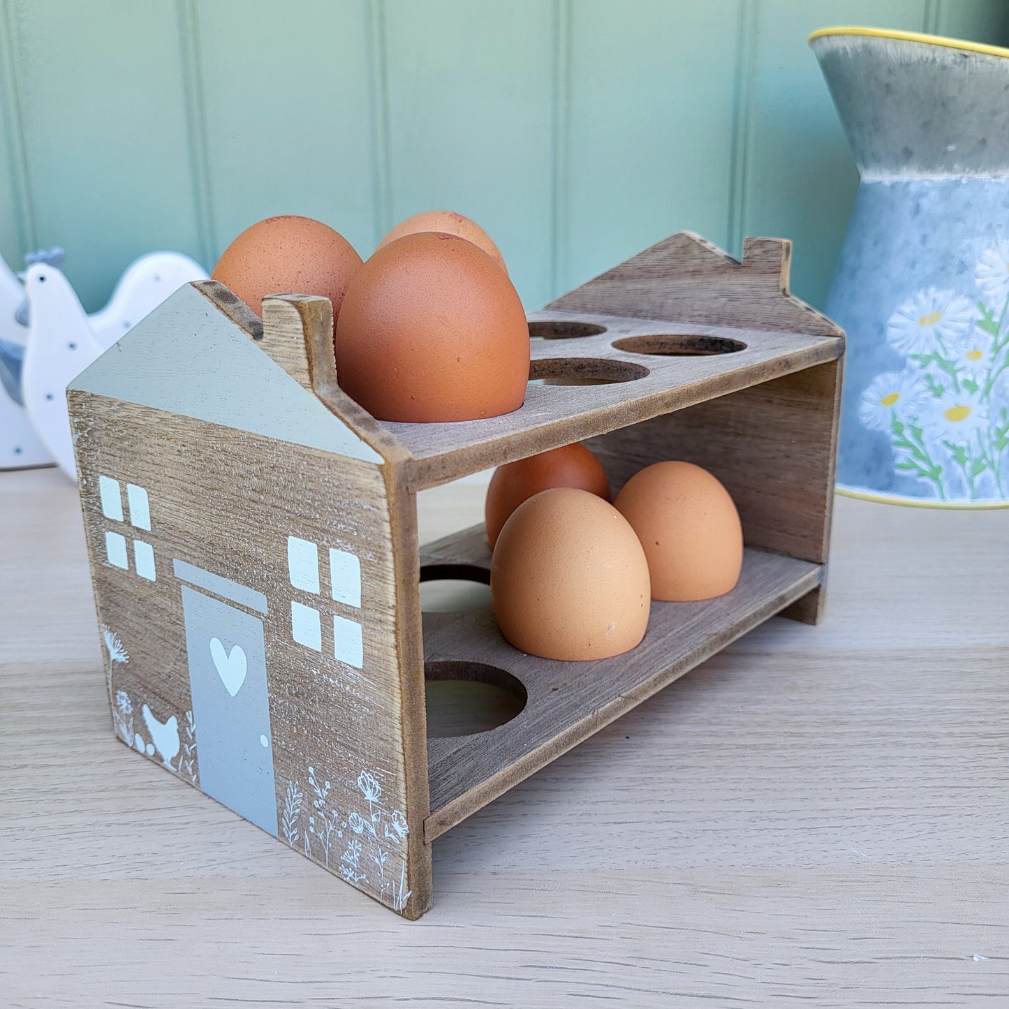 Wooden Cottage Egg Holder