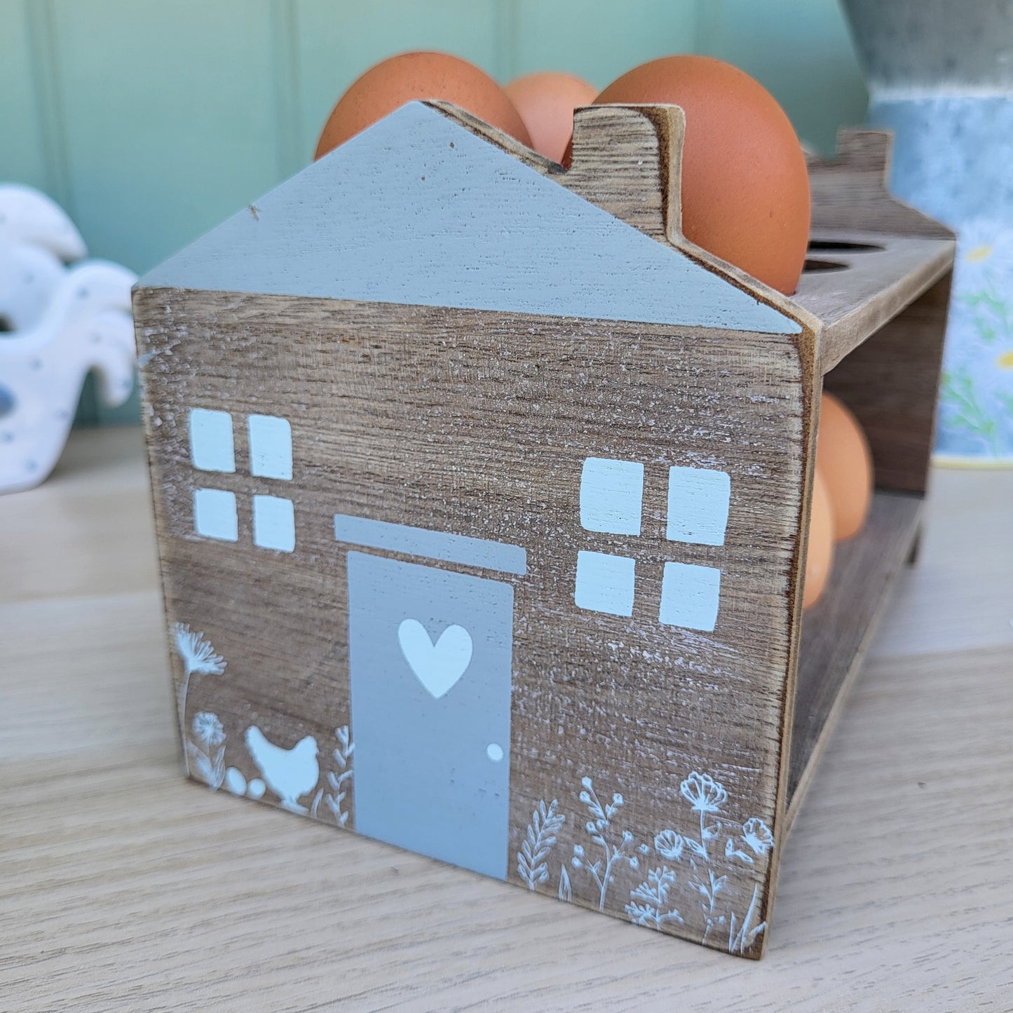 Wooden Cottage Egg Holder