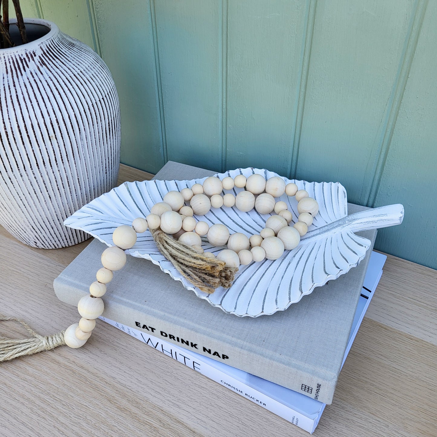 Antique White Leaf Tray