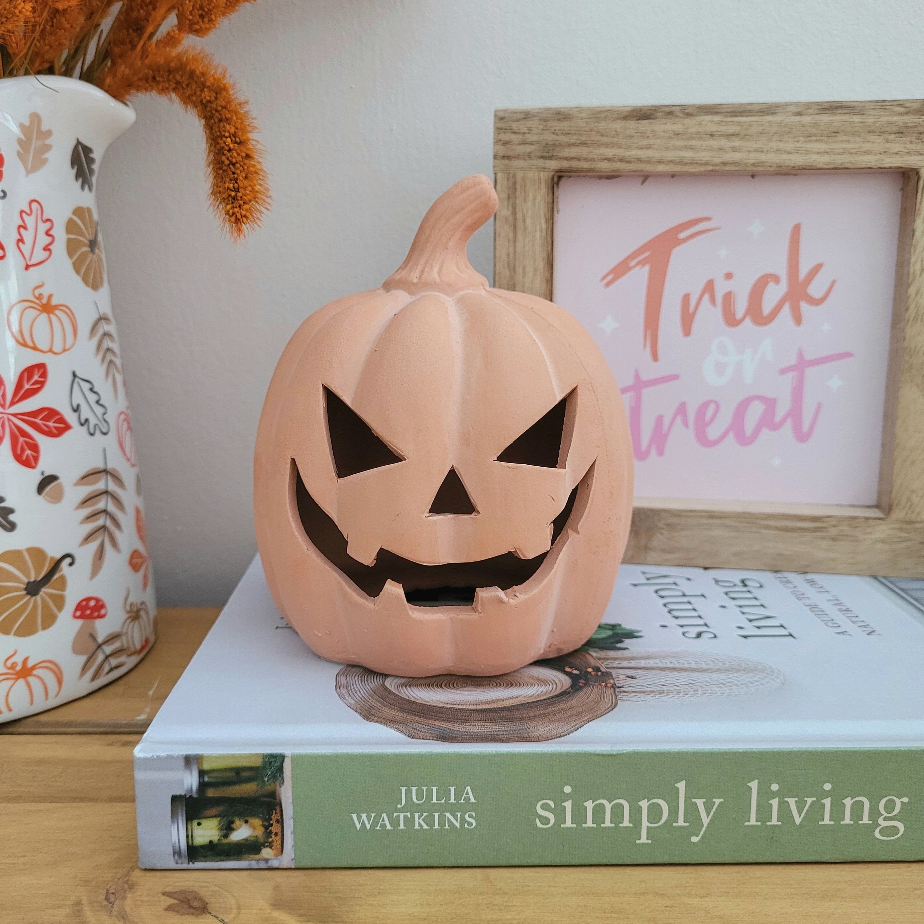 Terracotta Halloween Pumpkin Ornament