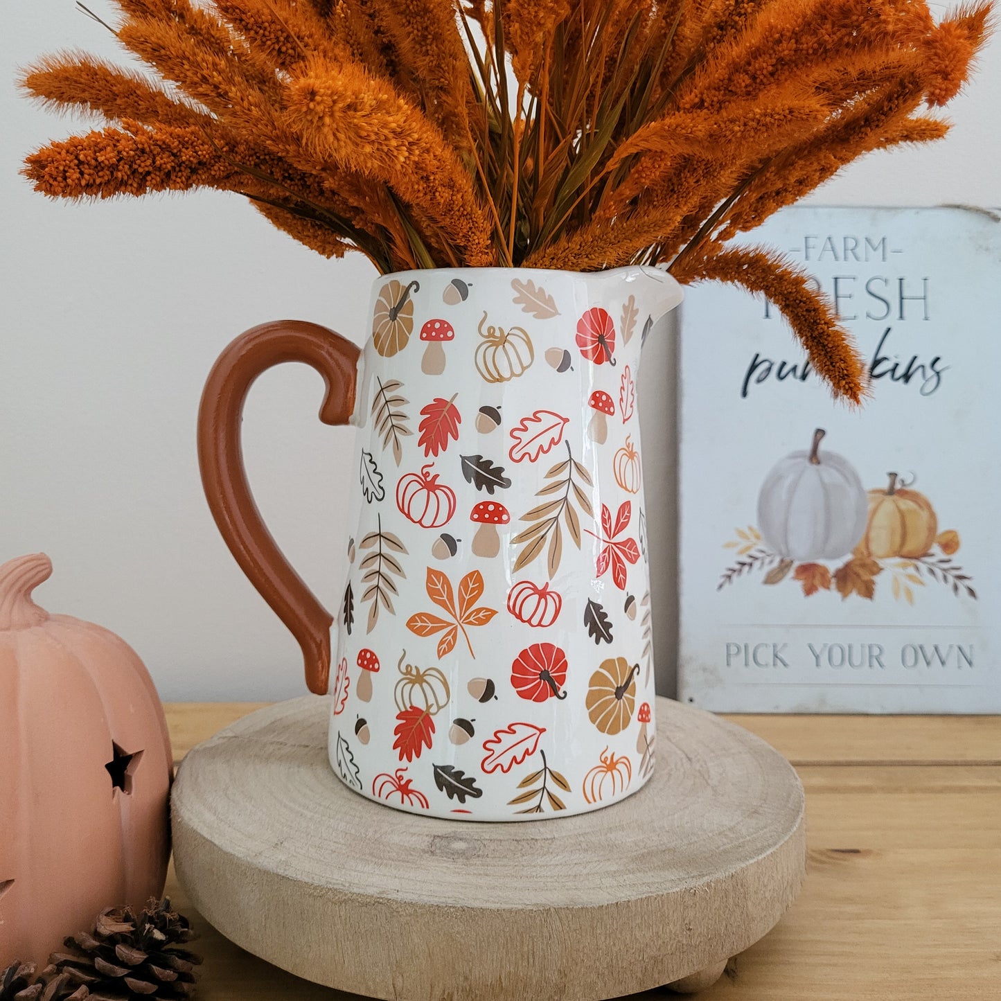 Autumn Pumpkins & Leaves Ceramic Jug