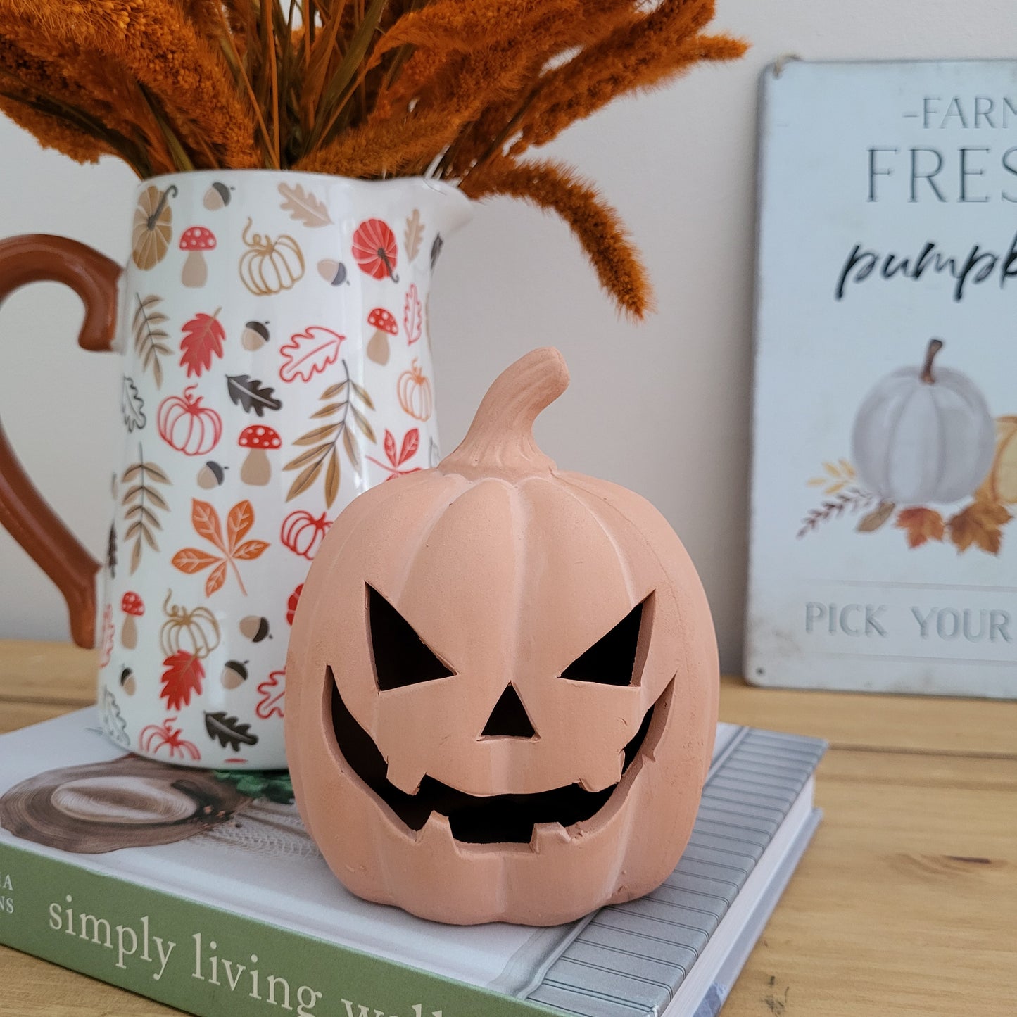 Terracotta Halloween Pumpkin Ornament