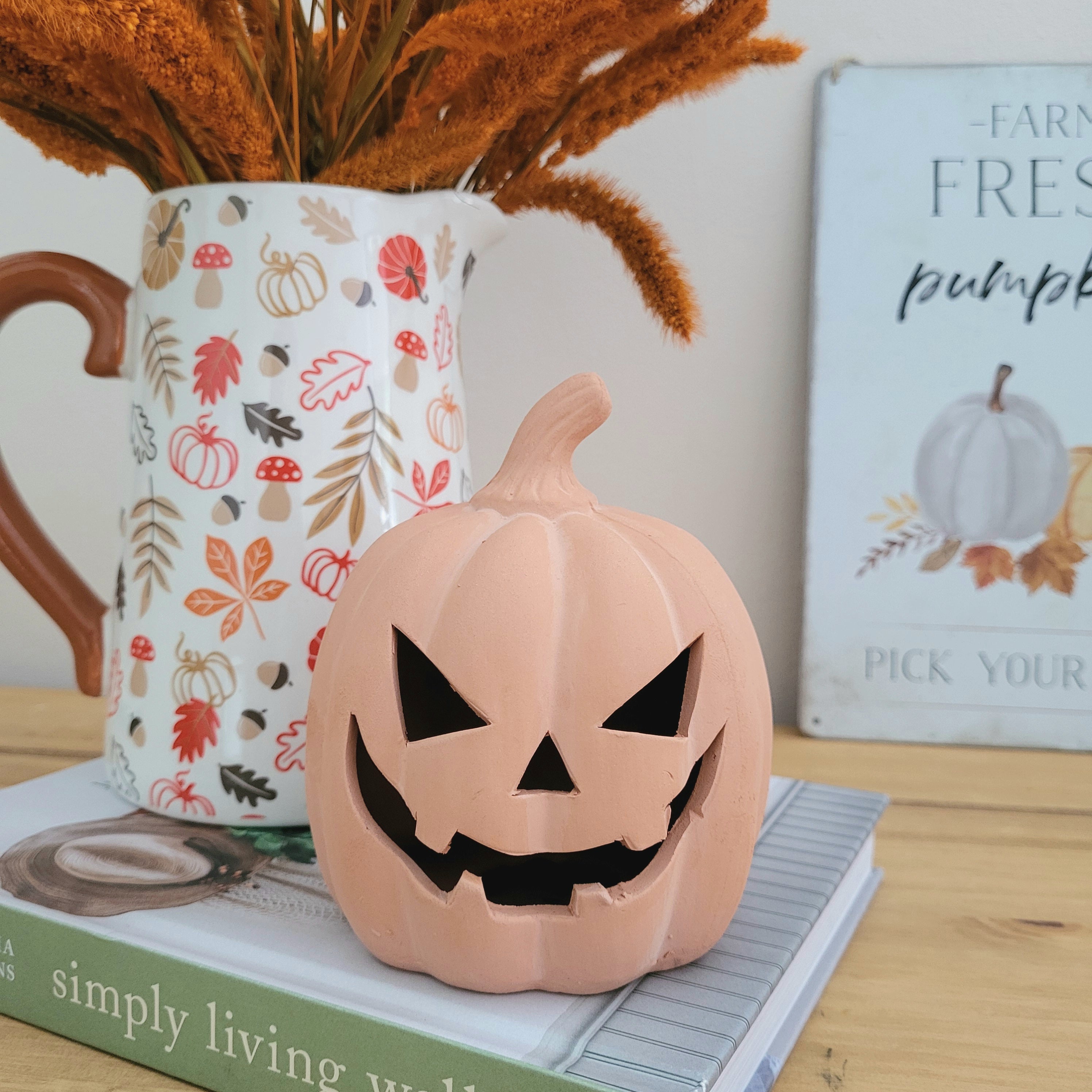 Terracotta Halloween Pumpkin Ornament